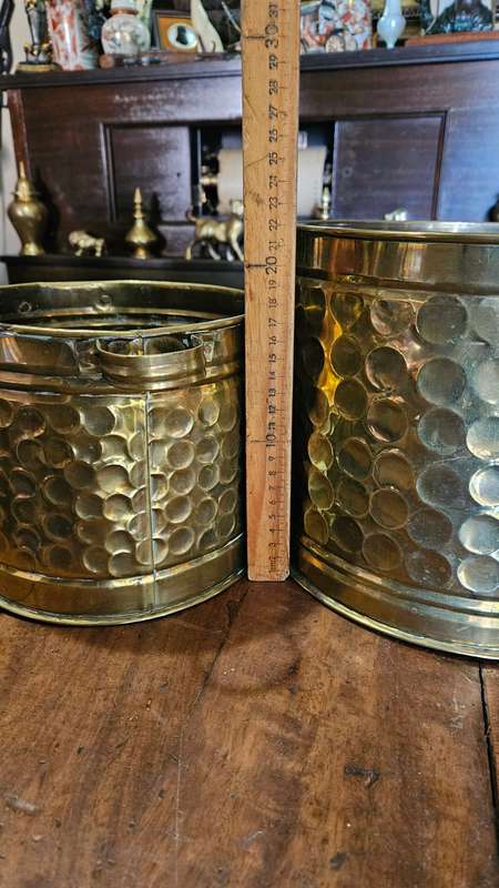 Two Large Brass Planters