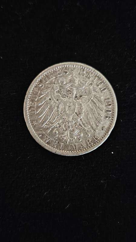 1906 Zwei Mark 90% Silver Coin