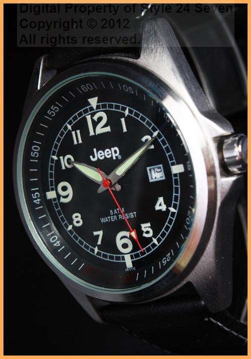JEEP GENTS CLASSIC AUTHENTIC BLACK FACE WATCH - BRAND NEW!