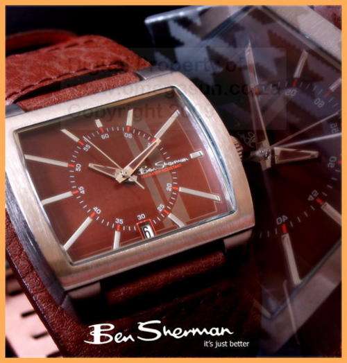 **R1,695.00** BEN SHERMAN AUTHENTIC GENTS BROWN LEATHER DESIGNER WATCH IMPORTED FROM LONDON **NEW**