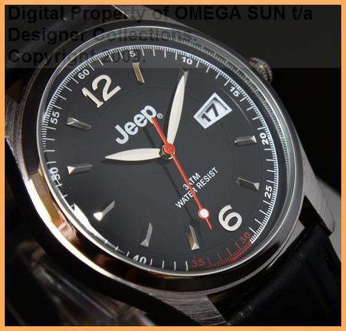 JEEP AUTHENTIC GENTS BLACK FACE DATE WATCH - IMPORTED FROM EUROPE *BRAND NEW!!!*