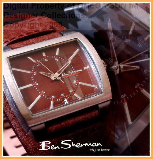 **R1,695.00** BEN SHERMAN AUTHENTIC GENTS BROWN LEATHER DESIGNER WATCH - LAST FEW LEFT!