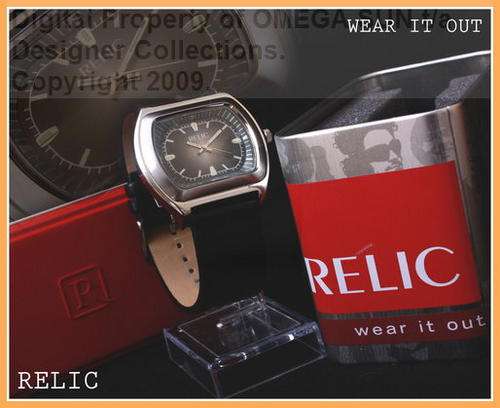 AUTHENTIC RELIC by FOSSIL GENTS BLACK LEATHER WATCH - BRAND NEW! **LAST FEW LEFT**