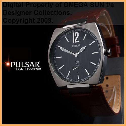 **R1,999.00** PULSAR GENTS AUTHENTIC BLACK PATTERNED DIAL CROC-GRAINED LEATHER WATCH *BRAND NEW!*