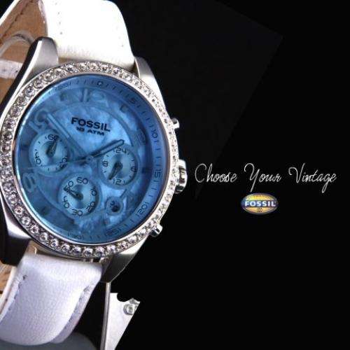 **R1,595.00** FOSSIL LADIES AUTHENTIC CRYSTAL CHRONOGRAPH **BRAND NEW WITH 11 YEAR WARRANTY!!!**