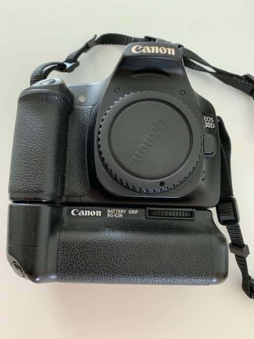Canon 30D including Canon battery grip, two magazines, two batteries and genuine Canon charger