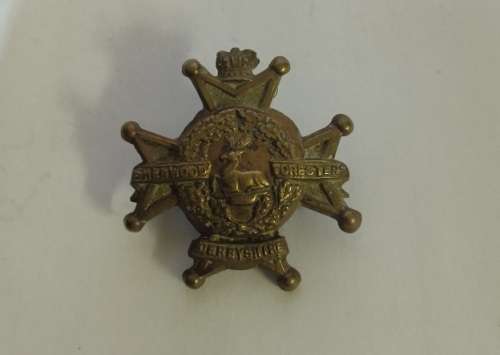 Boer war Victorian Derbyshire Sherwood Foresters badge