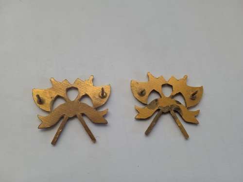 2 x Crossed Axes Military Fireman badges