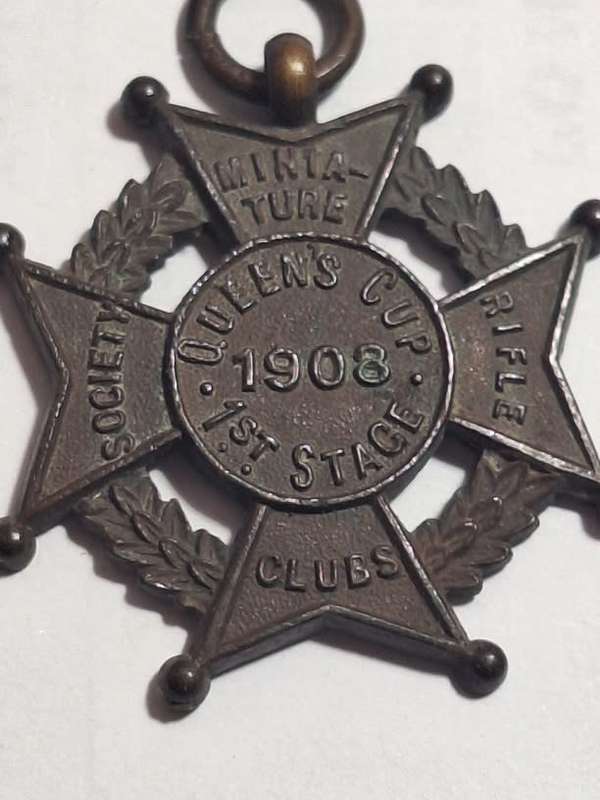 Society of Miniature Rifle club Bell medal and Queens cup medal