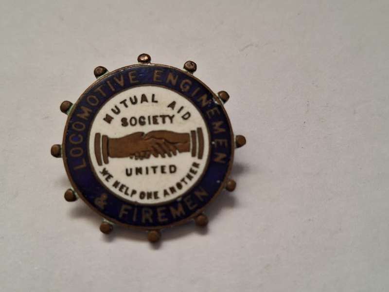 Vintage Locomotive Enginemen & Firemen Mutual Aid society button badge