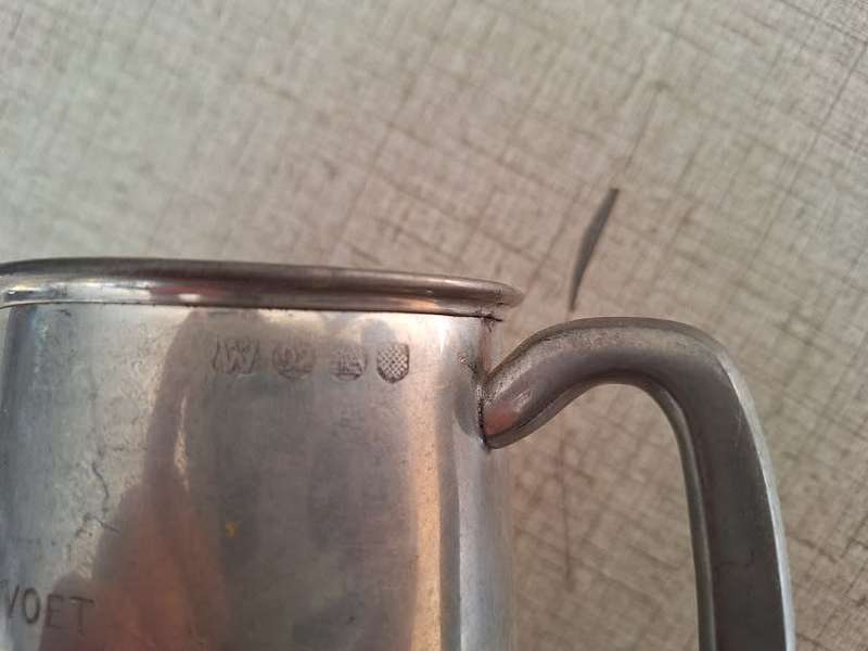 Beer Tankard pewter? with inscription to Koevoet member