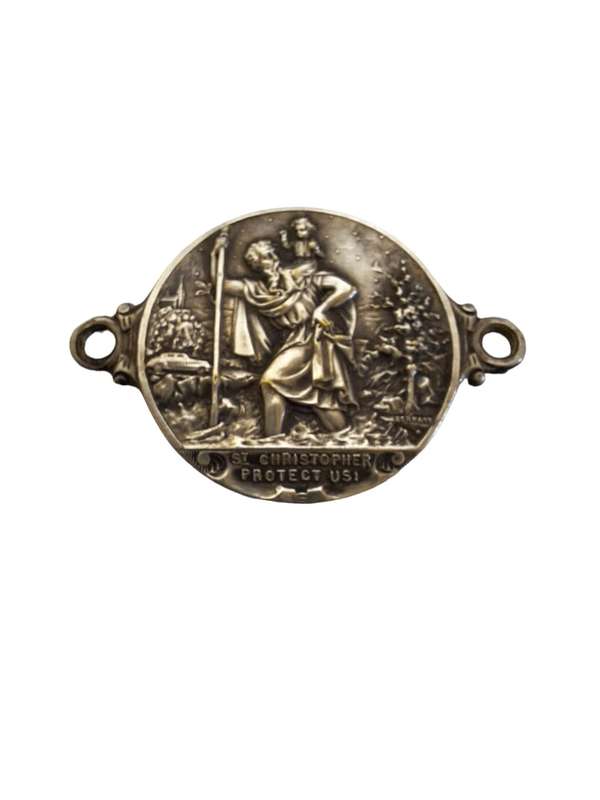 Antique 1920`s Saint Christopher car dashboards protector plaque