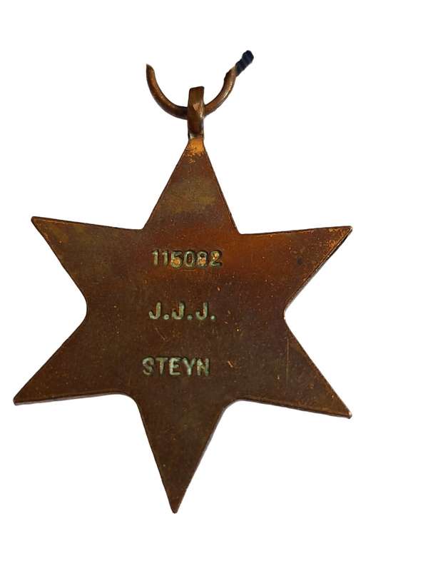 WW2, 3 medals issued to JJJ Steyn 116082