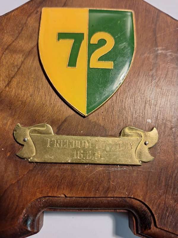 SADF 72 Motorised brigade flash on freedom of city plaque