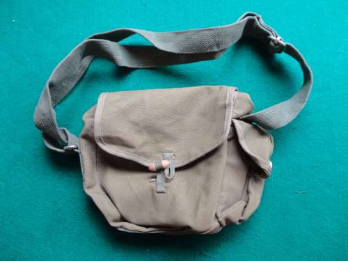 CHINESE WEBBING POUCH FOR DRUM MAGAZINE - GOOD CONDITION - WOODEN TOGGLES