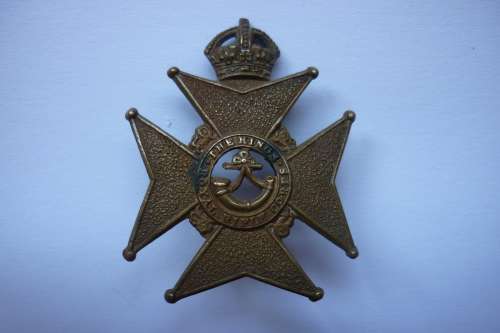 EDWARDIAN KING'S ROYAL RIFLE CORP MILITIA CAP BADGE 1901 TO 1908 (NO BATTLE HONOURS PER MILITIA)