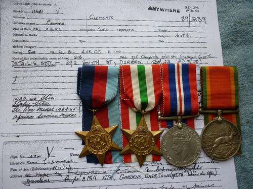ARTILLERY GROUP L CLEMENTS.COMPLETE.WITH RESEARCH - WALVIS BAY,ROBBEN ISLAND & ITALY-SEE DESCIPTION