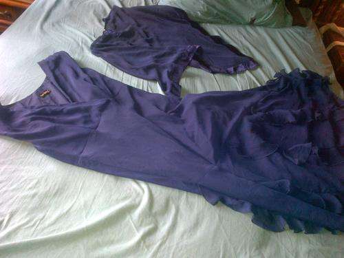 navy blue siffon dress no 40 with throw over