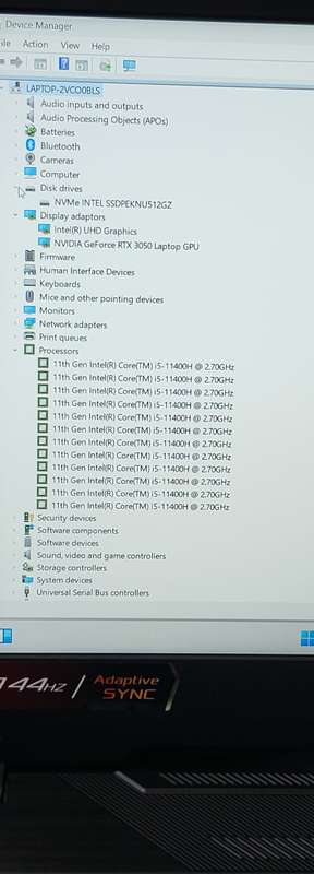 Asus Tuf Gaming Core i5 11th Gen Rtx 3050 12Gb Ram