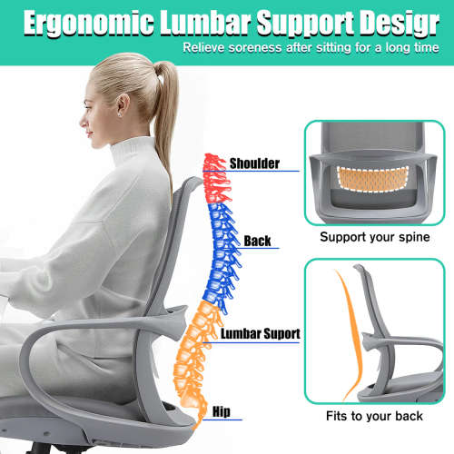 Ergonomic Office Chair Home Office Desk Chairs - 2 Pack- Grey Colour