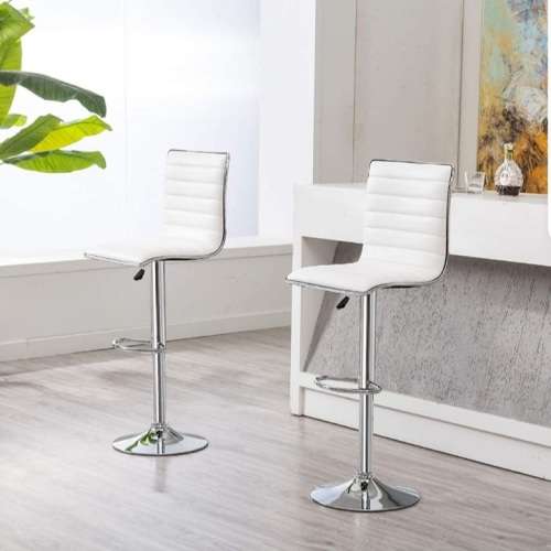 Bar Stools / Kitchen Counter Chairs - Set of 2  White Colour