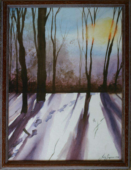 THE TREES IN THE SNOW - A WATERCOLOUR PAINTING - FRAMED!!