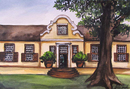 VERGELEGING WINE ESTATE - A DETAILED WATERCOLOUR!