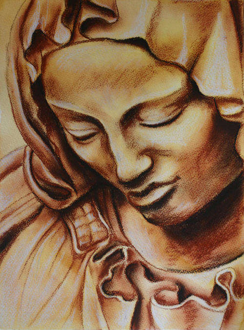 STUDY OF MICHELANGELO'S PIETA - A pastel and watercolour!!!