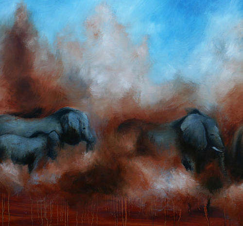 CAPTIVATING HERD OF ELEPHANTS AFRICAN LANDSCAPE!