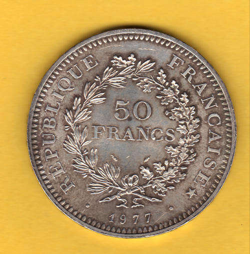 1977 - 50 FRANCS - SILVER - FRANCE - (large coin 30g - diameter 41mm)