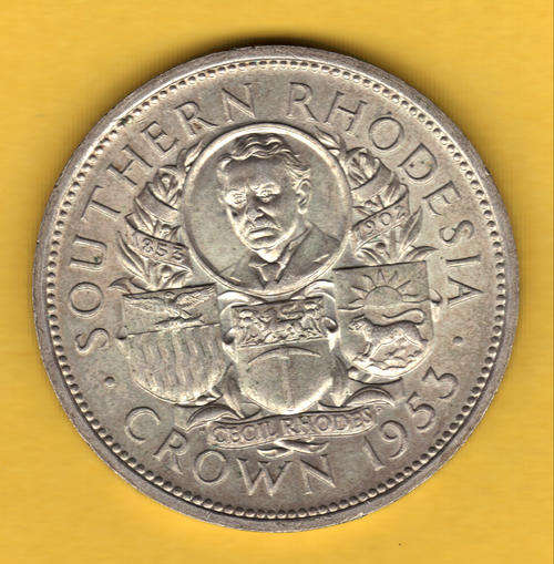1953 - CROWN - SILVER - SOUTHERN RHODESIA - (large coin 28g - diameter 38mm)