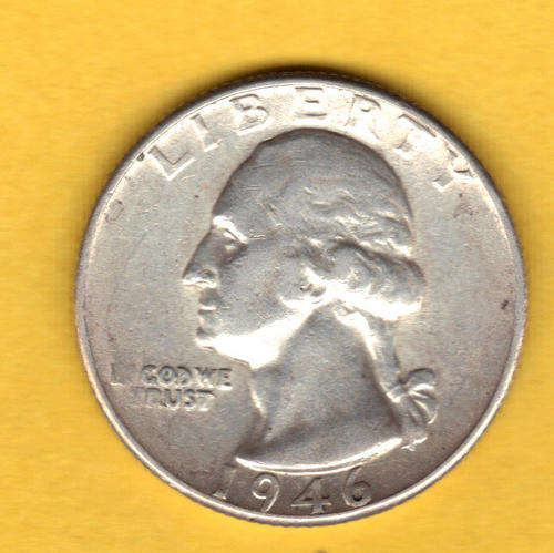 1946 - SILVER - QUARTER DOLLAR - USA - (weight 6.25grams - 90% silver - 24mm diameter)