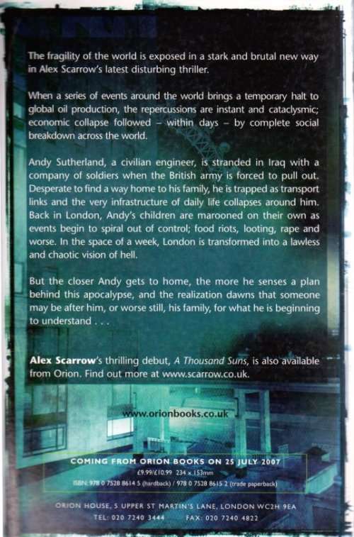 ALEX SCARROW : LAST LIGHT - 23cm Softcover - ORION Books - CONDITION: Excellent and Unread ****