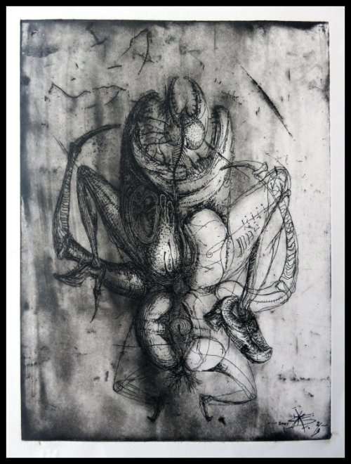 Original Etching [3/3] - `Black Velvet Cabaret` by Ras Steyn - Size: 220mm x 300mm -Unframed*
