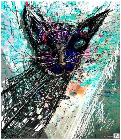 `Cat and Tonic on the Rocks` by SA Surrealist Ras Steyn - 1Mx1.2M - SINGLE SIGNED EDITION 1/1**
