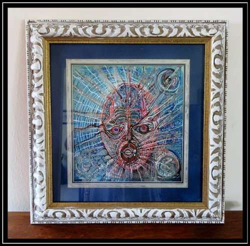 Surrealism SA - `5G SUPERMODELLO` by SA Artist Ras Steyn -Multimedia Painting - Framed [520mmx520mm]