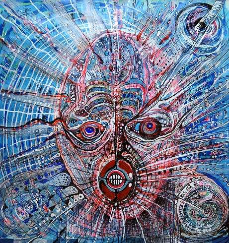 Surrealism SA - `5G SUPERMODELLO` by SA Artist Ras Steyn -Multimedia Painting - Framed [520mmx520mm]
