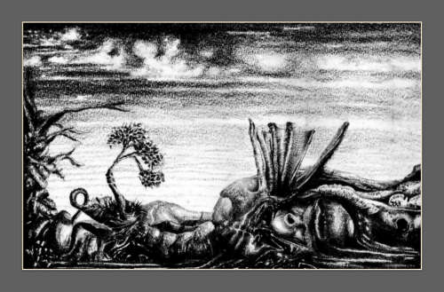 Surrealism: Head of a Watcher Ras Steyn - Original Lead Sketches 140mmx220mm - SALE SALE SALE