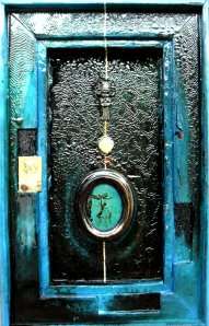 The Cyan Gateway by Ras Steyn - 550mmx350mm - Assemblage Painting - Heavy Frame [R150 for Shipping]