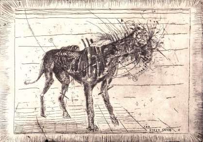 K9-SCAPEGOAT by Ras Steyn - Sepia Dry-Point Resembling HD Print - 265GSM Acid Free Paper