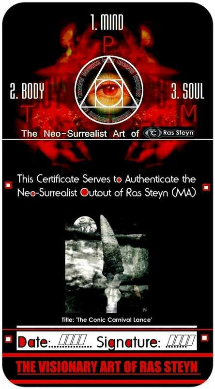 3/3 Edition Print: `The Conic Carnival Lance` by Surrealist Pioneer Ras Steyn [MFA]