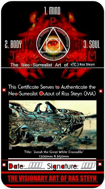 `Jonah the Great Blue Bullshark` by Contemporary Surrealist Ras Steyn - LARGE PREMIUM Canvas Print