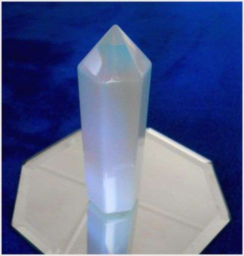 Large Faceted Opalite Crystal - Beautiful Semi-Precious Stone (Translucent) - Size:20mm x 70mm