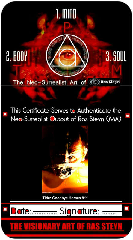 Original Surrealism `Goodbye Horses` by Surrealist Pioneer Ras Steyn 297mm X 420mm - Premium Canvas