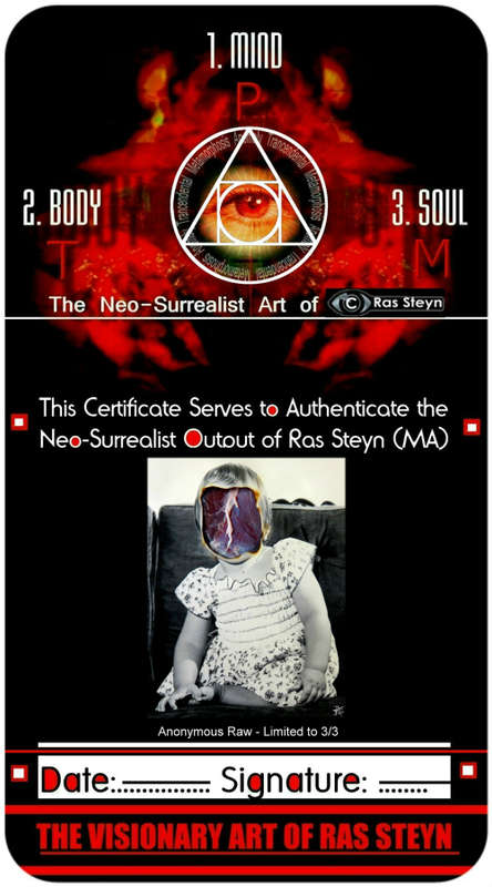 Original Surrealism: `Anon. Raw` by Surrealist Pioneer Ras Steyn [MFA] Luxury Gloss Print (Signed)