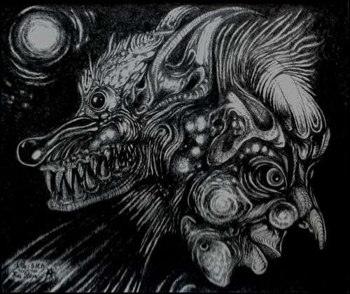 Original Art: `Beware Wolf` by Surrealist Pioneer Ras Steyn [MFA] - Lead Pencil Drawing SALE SALE !!
