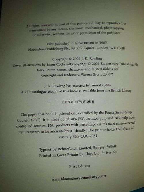 Harry Potter and the Half-Blood Prince - First Edition - Bloomsbury:UK - In Excellent Condition****