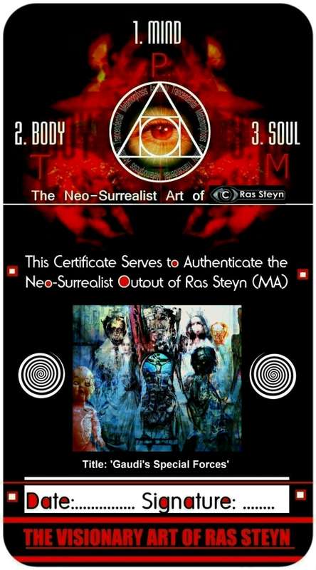 Semi-Automatic Collage: `Dante`s Divine Family Line` by Surrealist Pioneer Ras Steyn - 950MM X 800MM