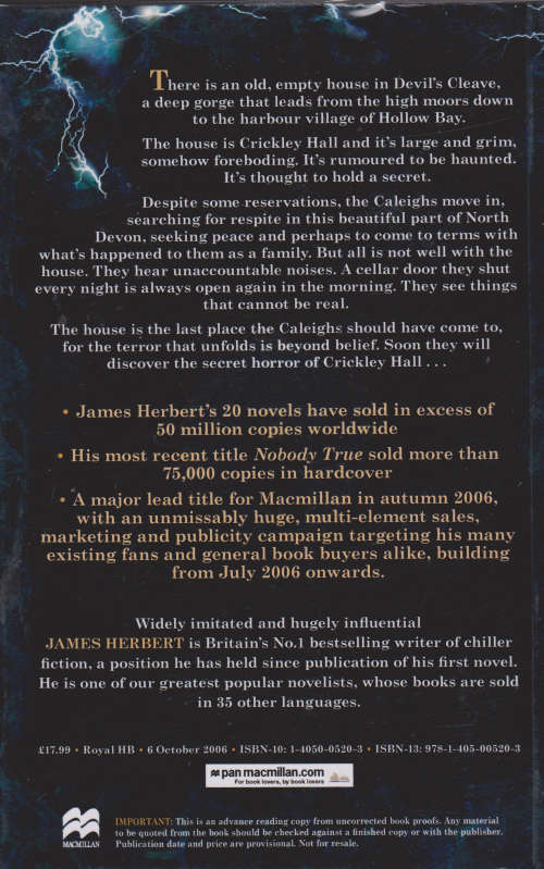 The Secret of Crickley Hall by JAMES HERBERT - First UK Edition HARDCOVER - MacMillan: 2006 Edition