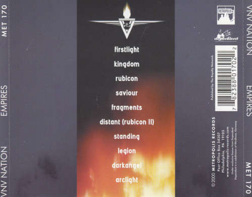 VNV NATION - EMPIRES - Made in USA - 2000 Release - METROPOLIS Records - VG***